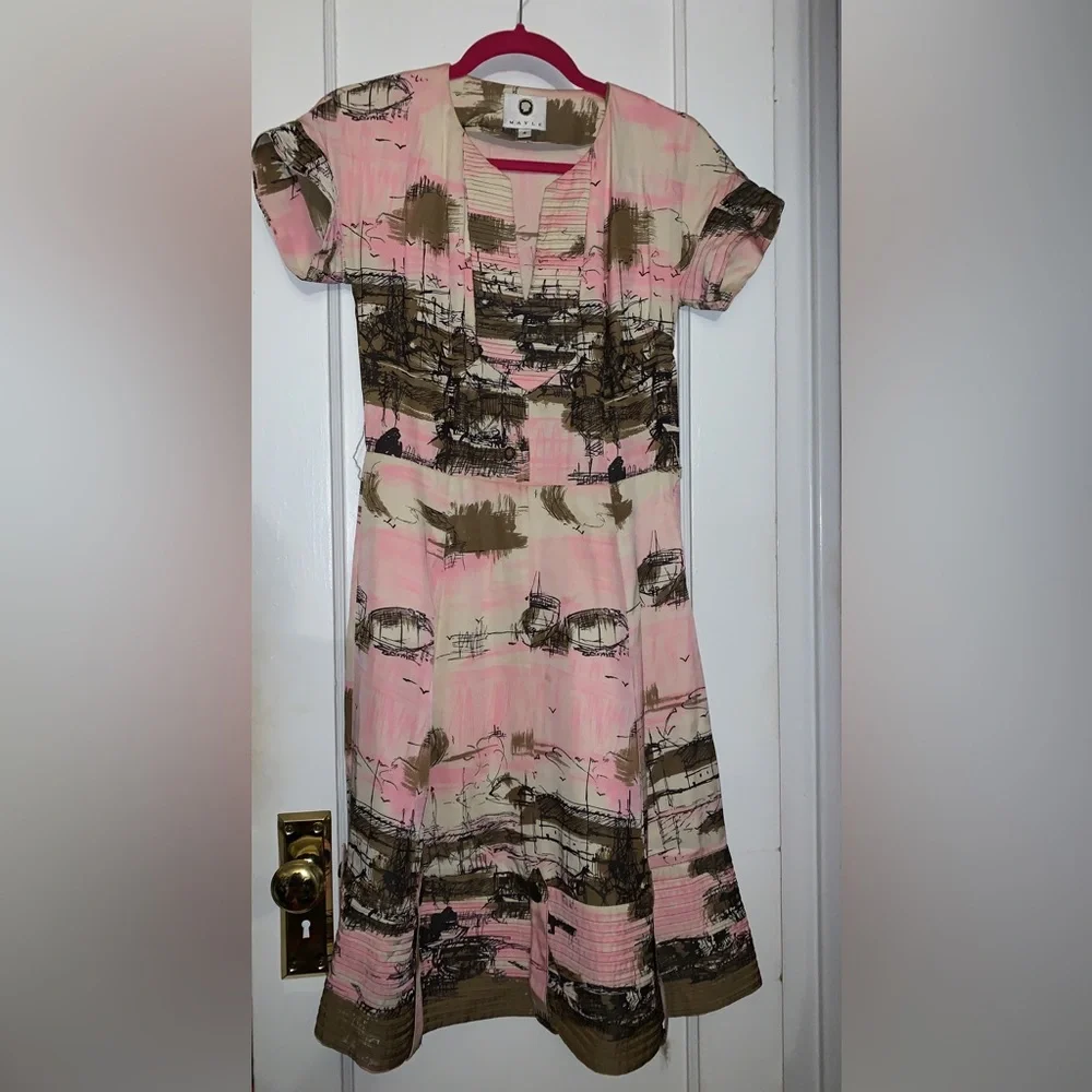 MAYLE DRESS ART PRINT WORK MIDI DRESS - Picture 1 of 8
